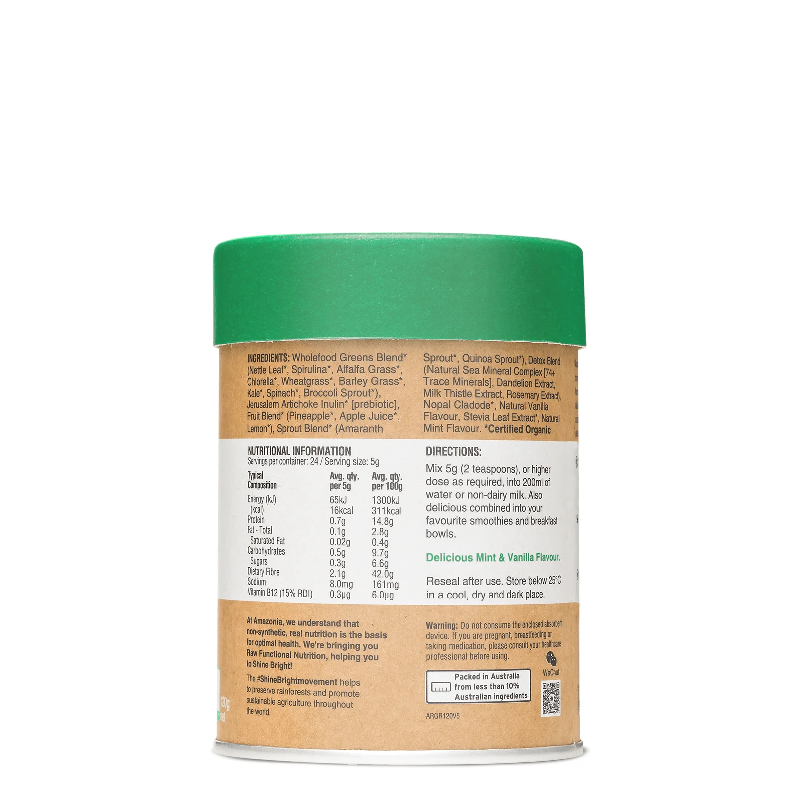 Amazonia Raw Nutrients Greens Mint & Vanilla Flavour - Image 4