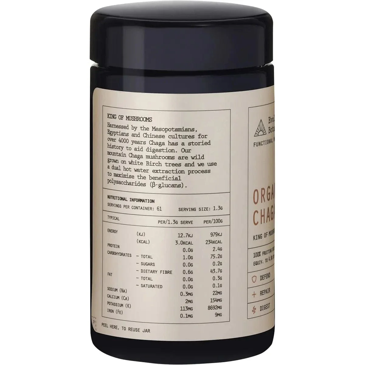 Evolution Botanicals Organic Chaga King of Mushrooms 80g - Image 3