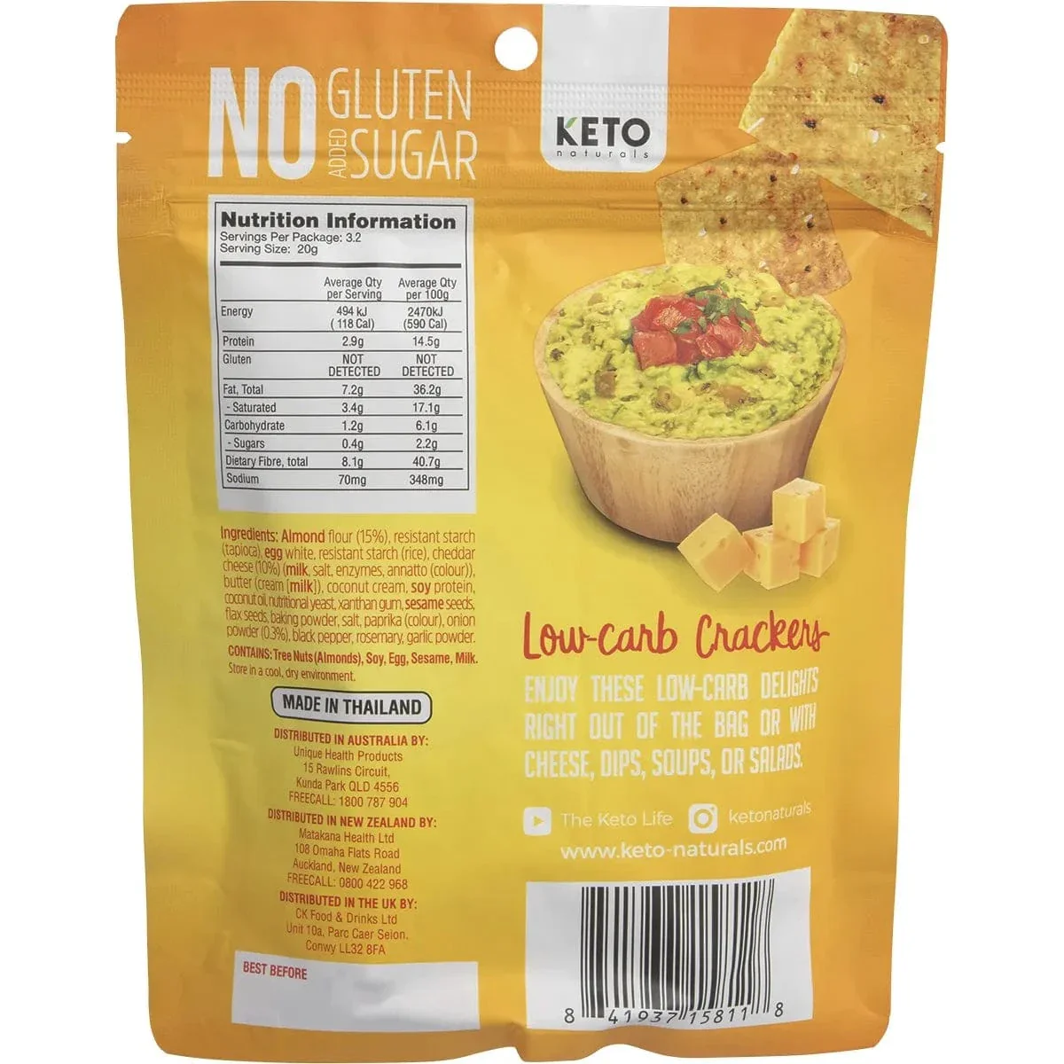 Keto Naturals Almond Flour Crackers  8 x 64g - Image 4