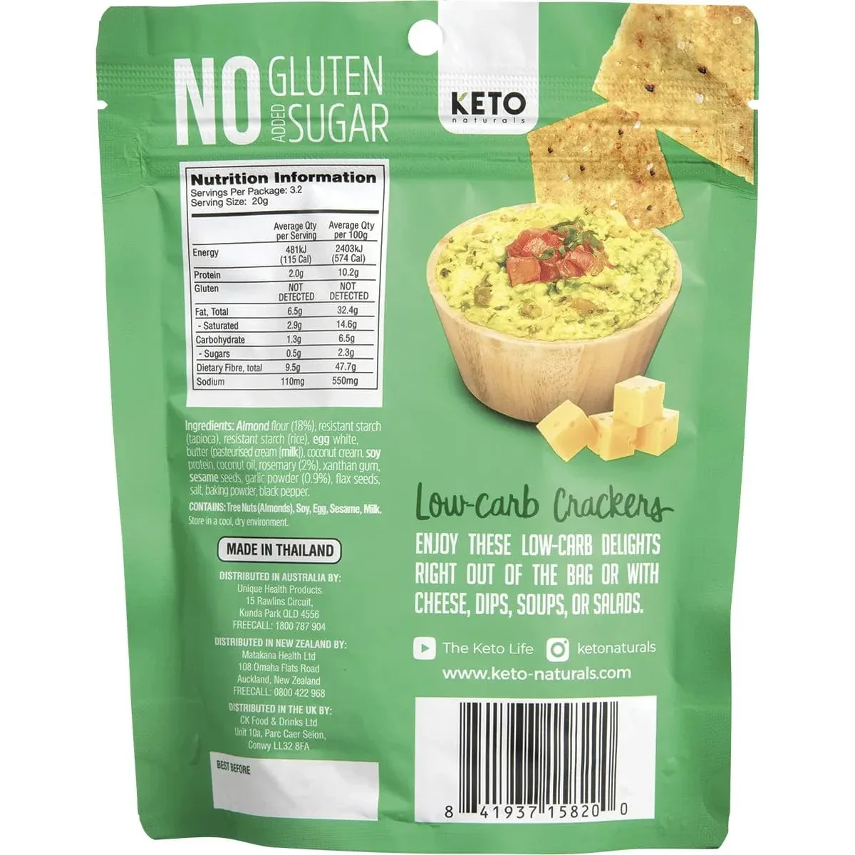 Keto Naturals Almond Flour Crackers  8 x 64g - Image 5