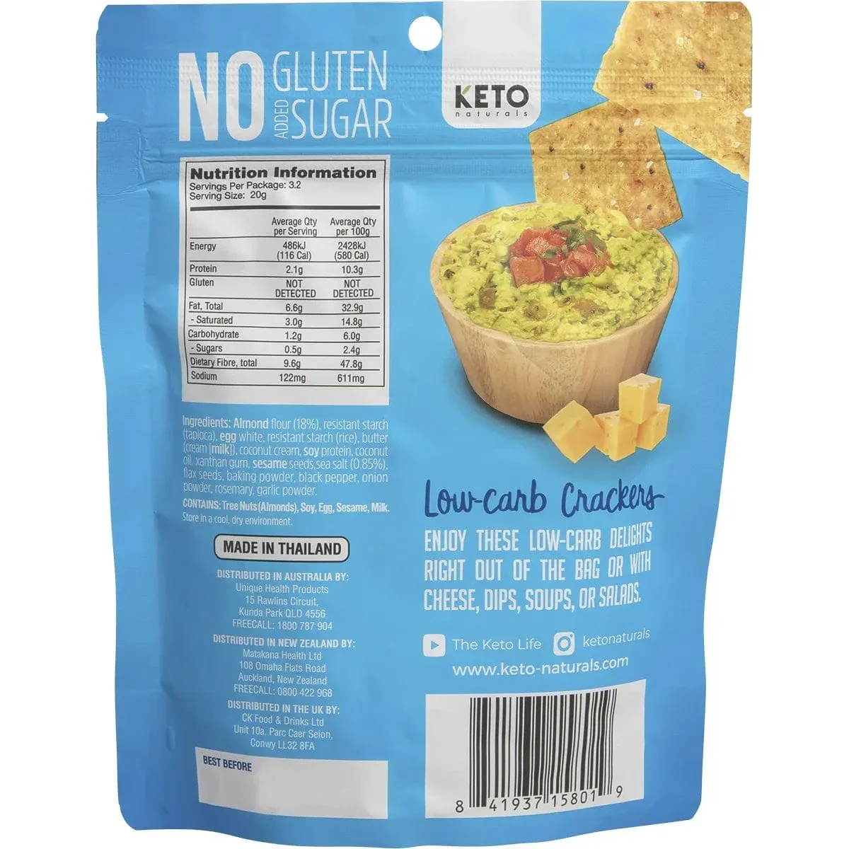 Keto Naturals Almond Flour Crackers  8 x 64g - Image 6