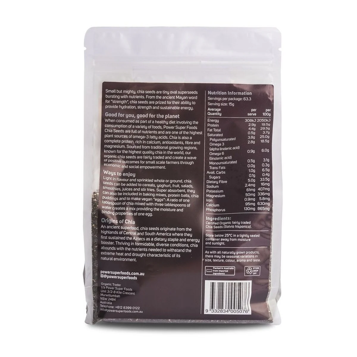 Power Super Foods Certified Organic Black Chia Seeds - Image 3