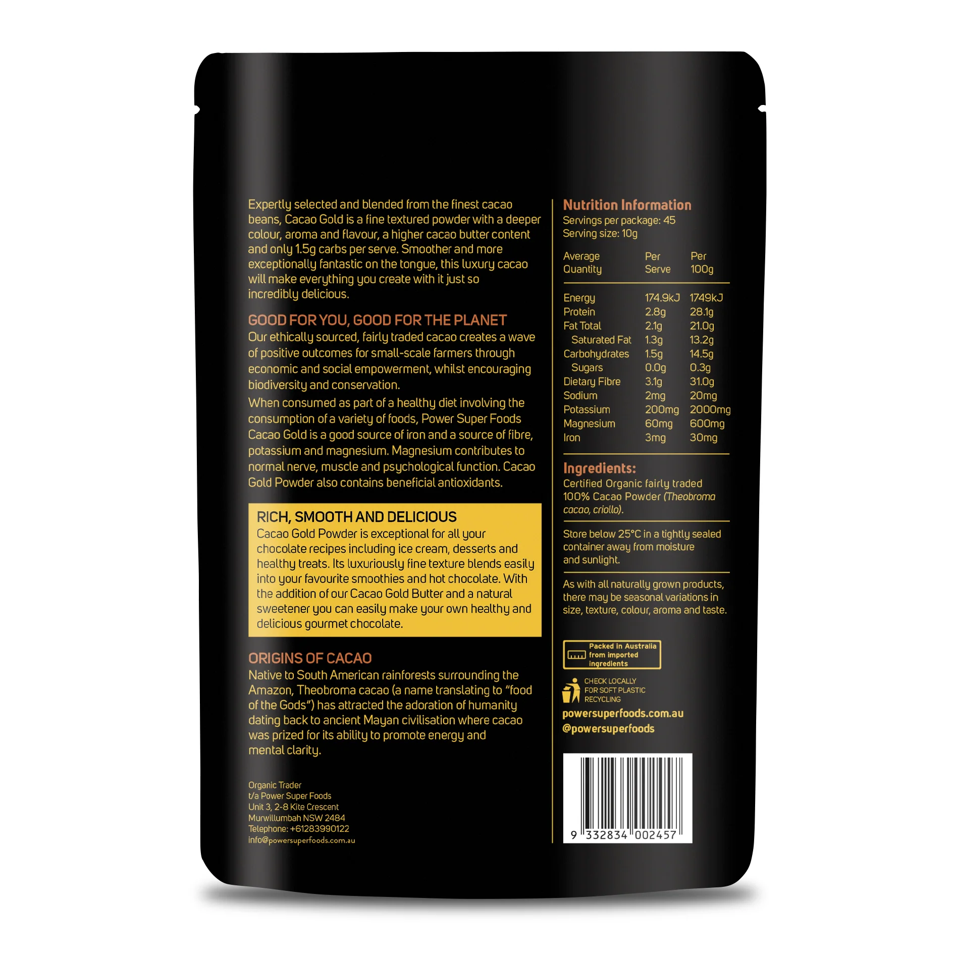 Power Super Foods Organic Gold Cacao Powder - Image 7