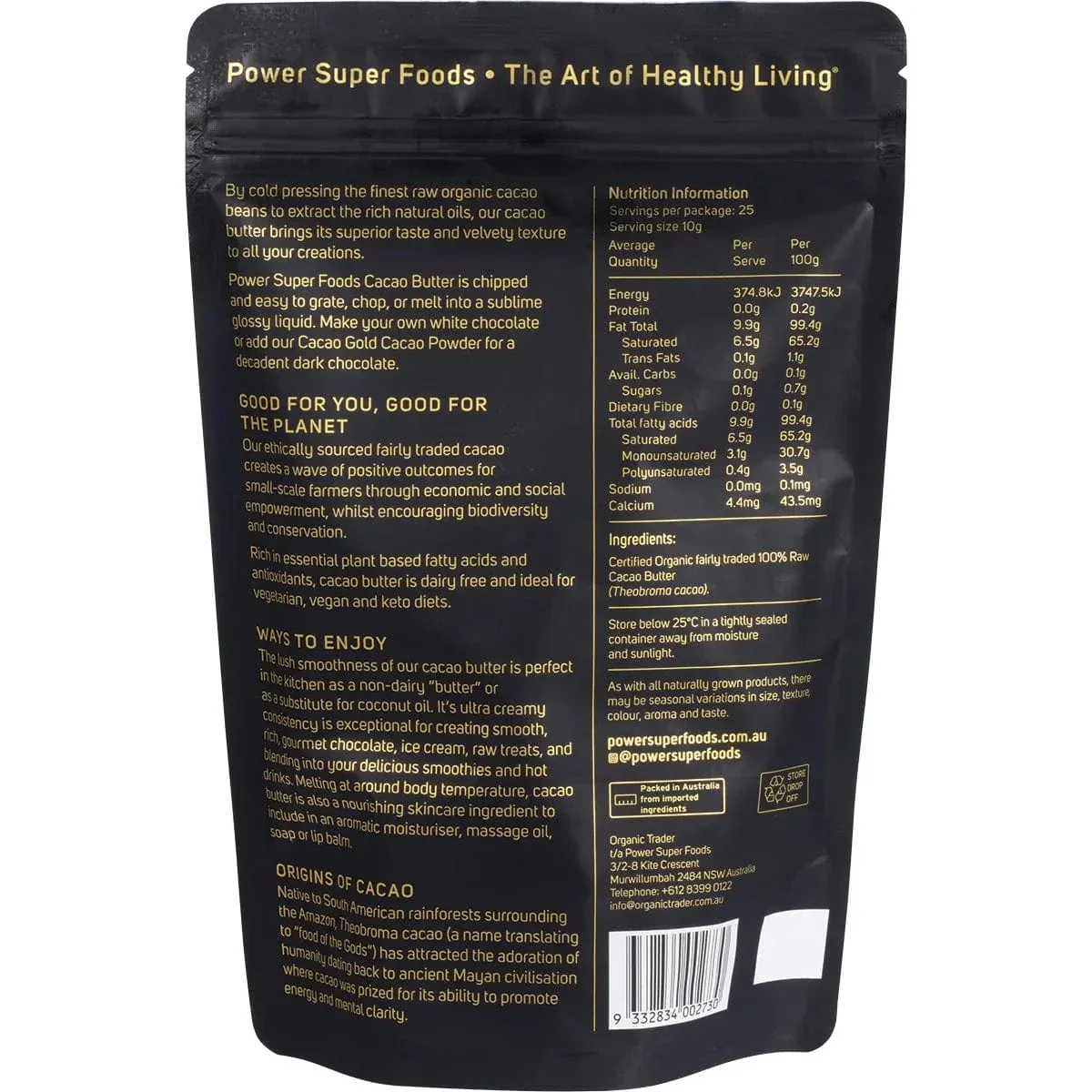 Power Super Foods Raw Organic Cacao Butter Chunks - Image 5