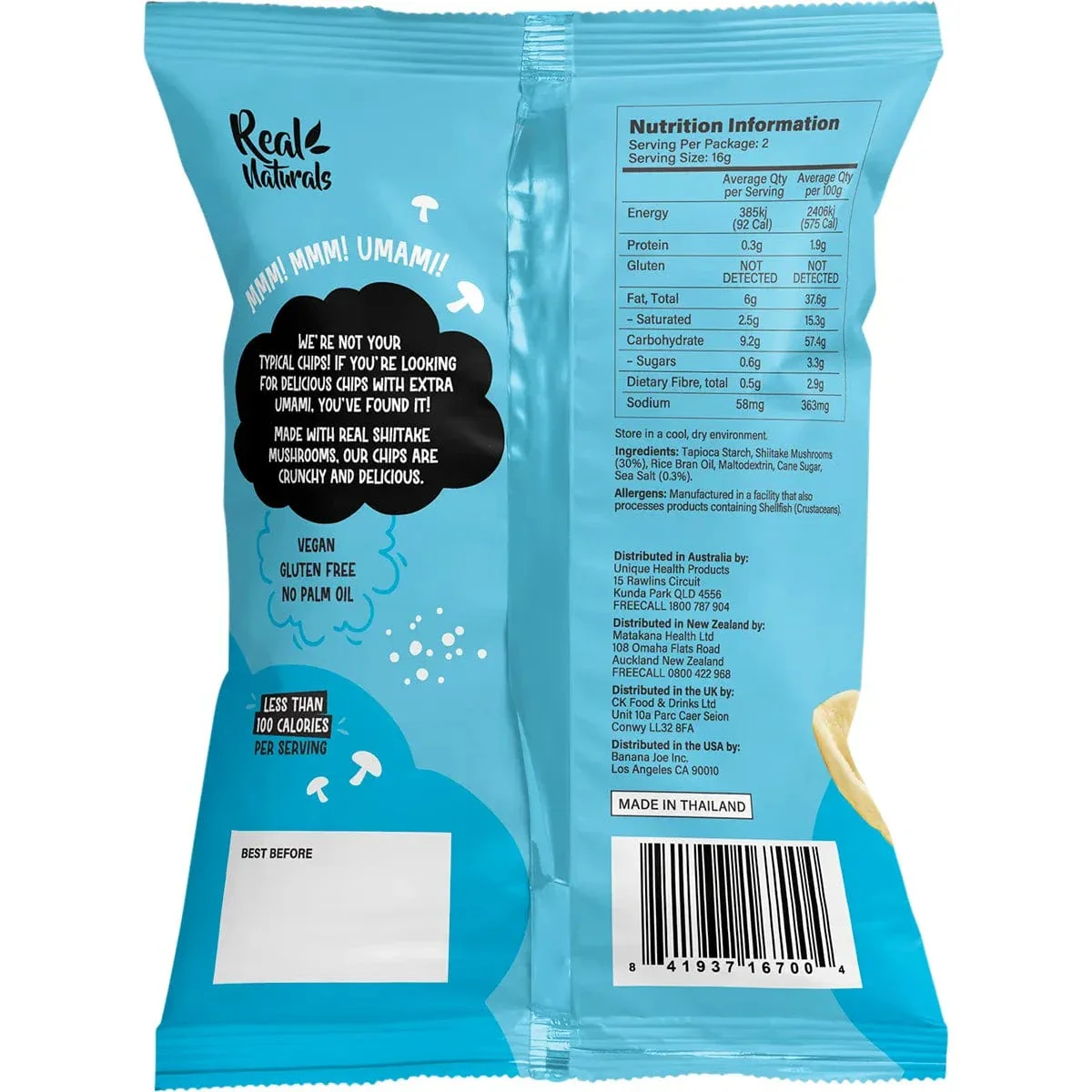 Real Naturals Shiitake Mushroom Chips Sea Salt 12 x 32g - Image 3