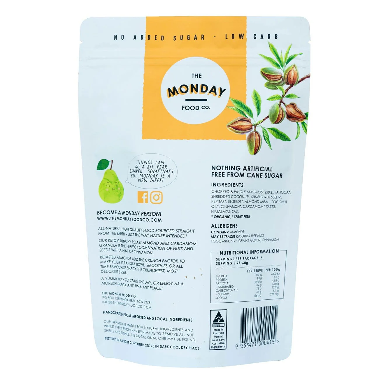 The Monday Food Co Keto Gourmet Granola Crunchy Roast Almond & Cardamon - Image 4